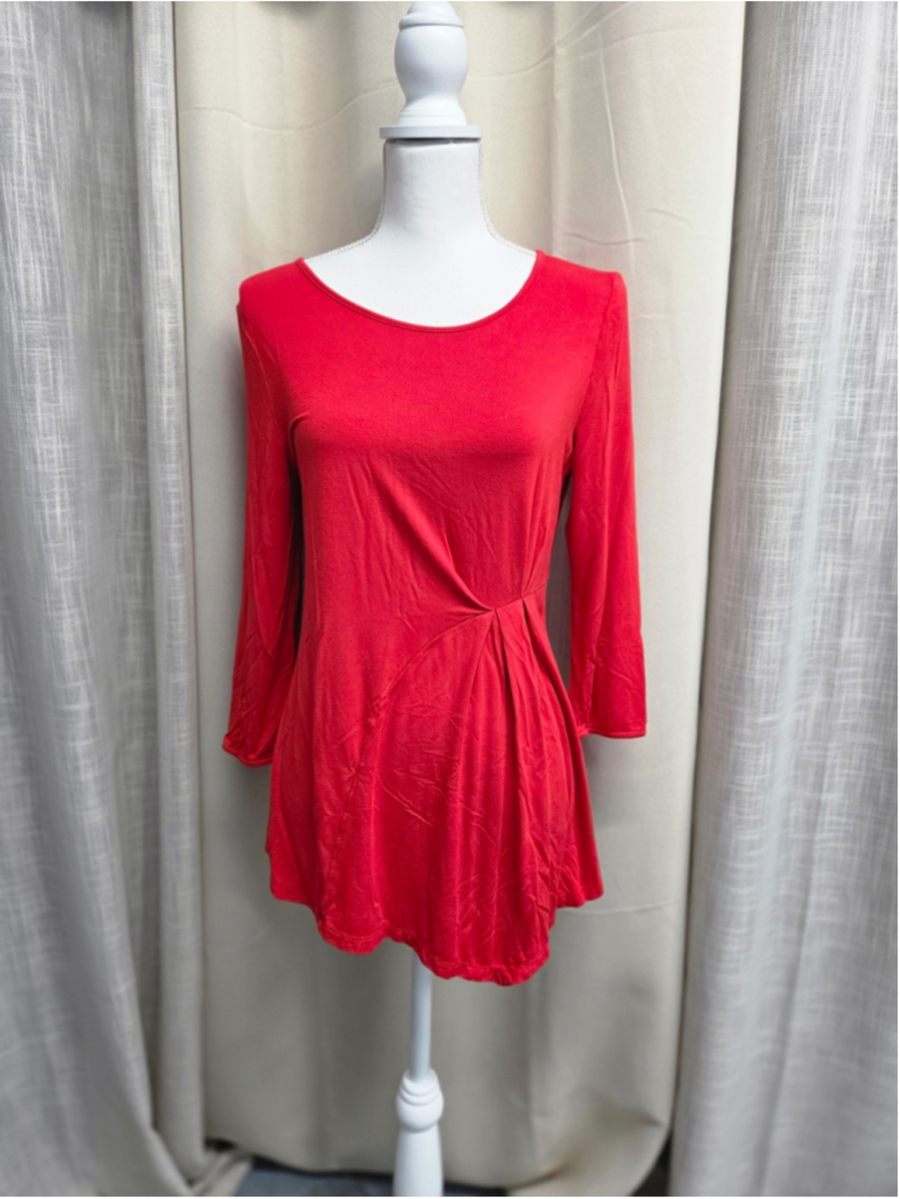 Patrizia Luca Red Twist-Detail Long Sleeve Tunic Redhot Party Size M